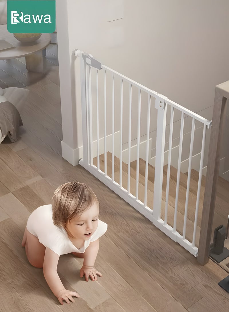 روعة بوابة أمان للأطفال تغلق تلقائيًا بدون حفر، بوابة أمان للأطفال عريضة جدًا 77-82 سم + 20 سم تمديد لبوابة أمان للسلالم 97-102 سم، بوابات أمان داخلية للكلاب وبوابات الحيوانات الأليفة والممرات والسلالم - Image 1